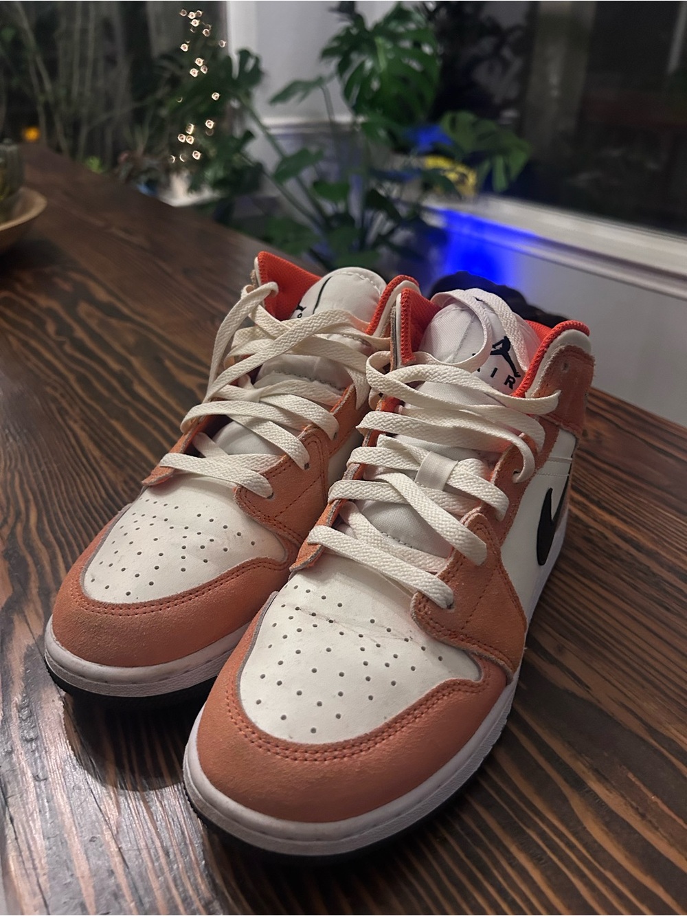 Jordan  White and Coral High-Top Sneakers